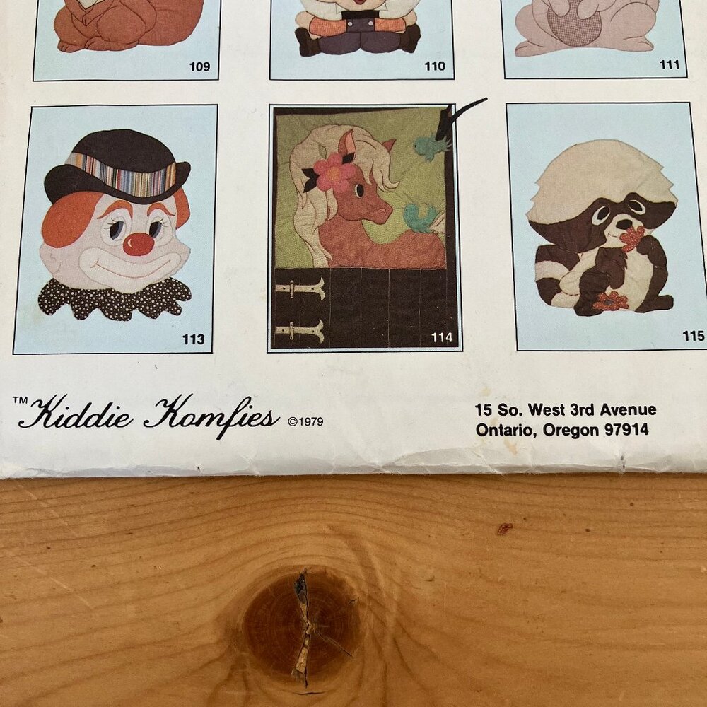 Kiddie Komfies Horse Sewing Pattern #114 Quilted Wall Hanging Uncut Vintage 1979